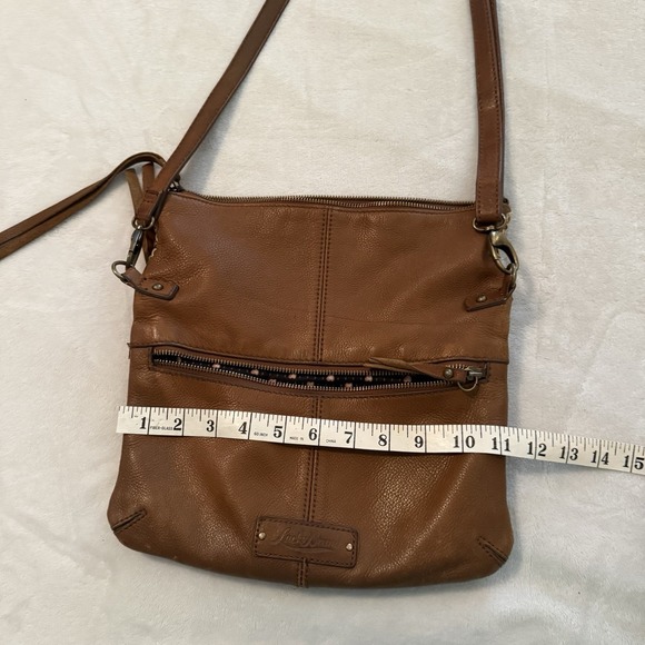Lucky Brand Crossbody Caramel Tan Leather Foldover Shoulder Bag Messenger Purse - Picture 13 of 13